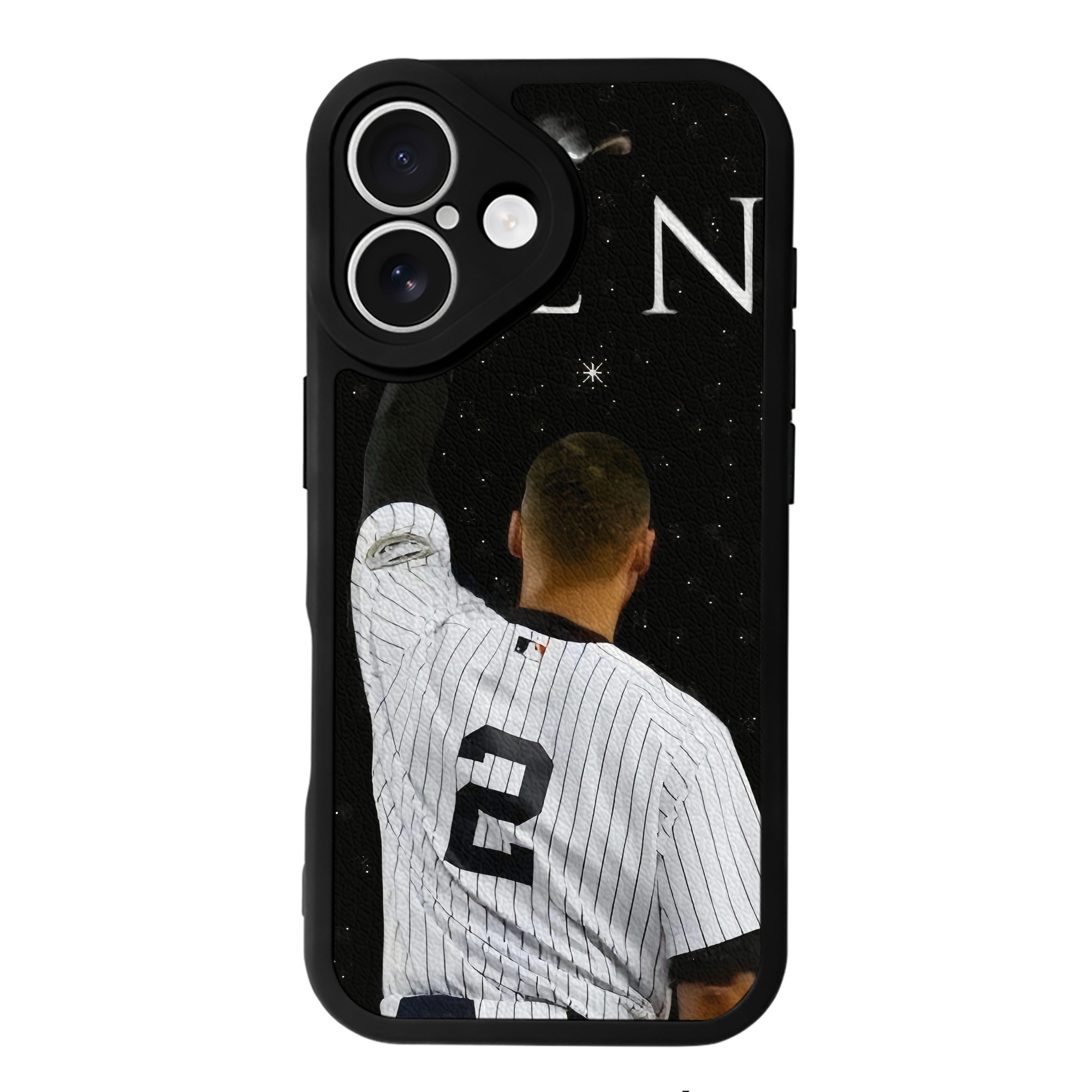 Derek Jeter 73 IPhone 16 Silicone Leather Case – UV Print, Lambskin Texture – Perfect Fit, Wireless Charging Compatible, Scratch Resistant, Precise Cutouts – Stylish Protection For IPhone 16